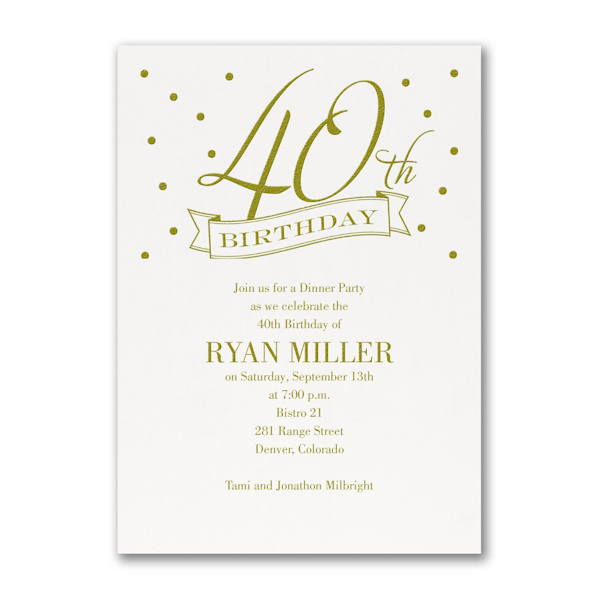 40th Confetti Birthday Party Invitation
