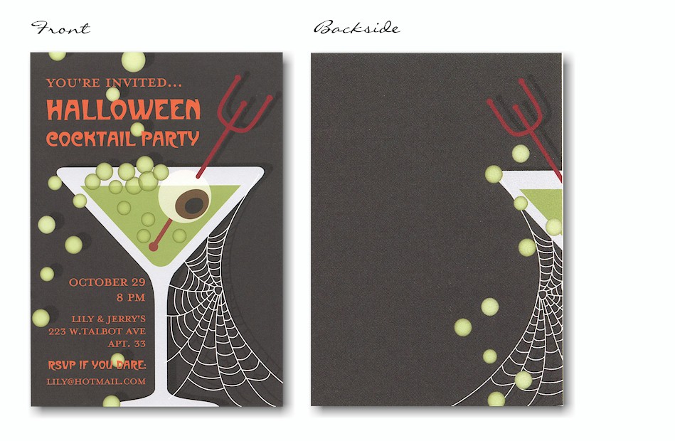 Apple Martini Spooky Style Halloween Invitation