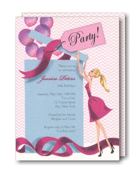 Balloon Gift Girl Blonde Birthday Party Invitation