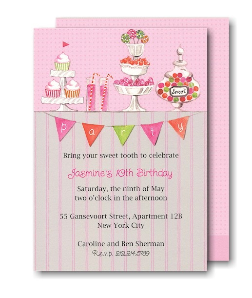 Candy Buffet in Pink Birthday Party Invitation