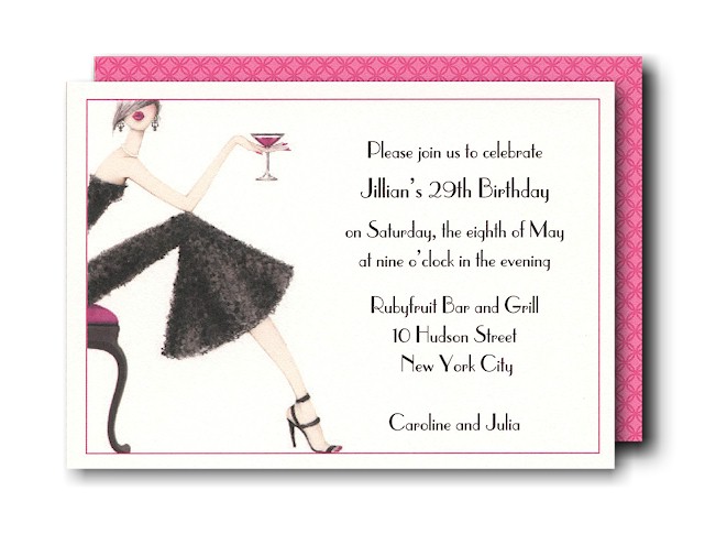 Cocktail Girl Brunette Birthday Party Invitation