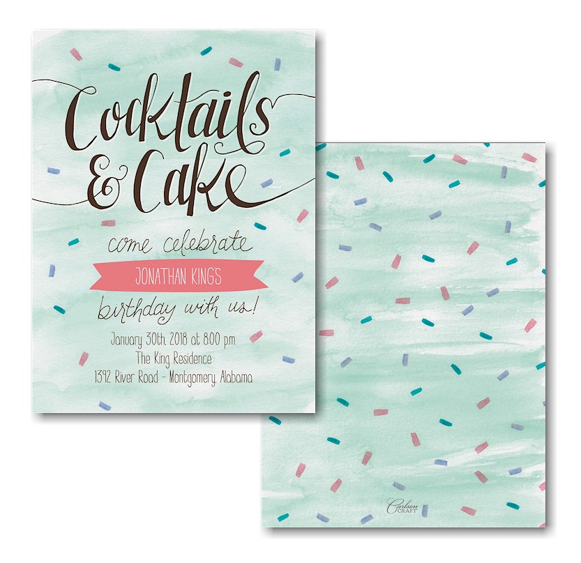 Cocktails and Cake Birthday Party Invitation
