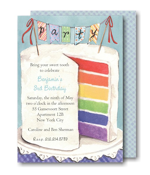 Colorful Party Cake Birthday Party Invitation