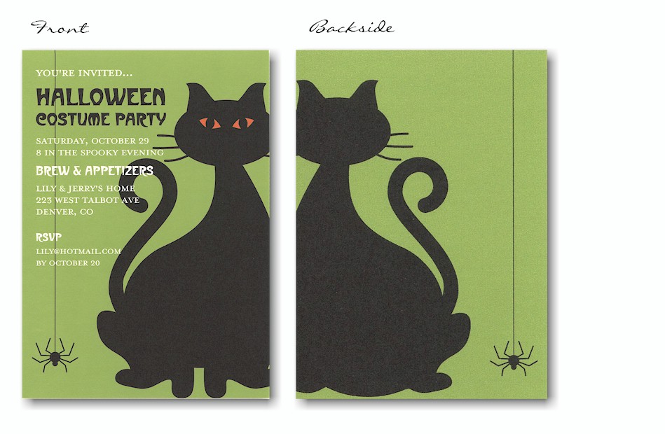 Cosmic Creeper Black Cat Halloween Invitation