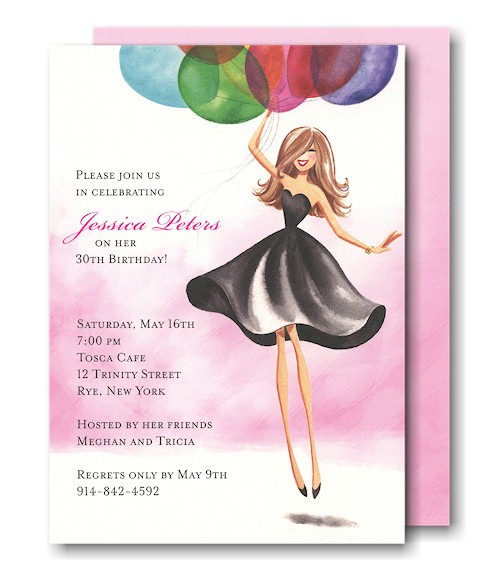 Floating Party Girl Birthday Party Invitation