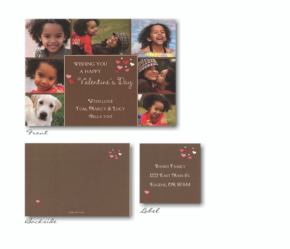 Hearts on Brown Multi-Photo Valentine's Day Card
