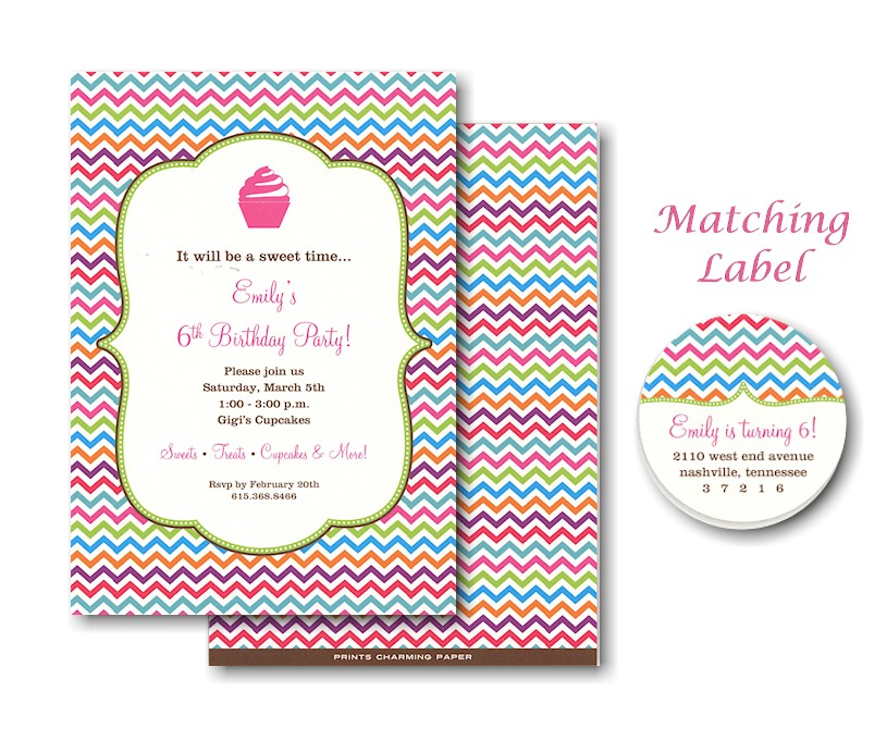 Multi-Color Chevron Birthday Party Invitation