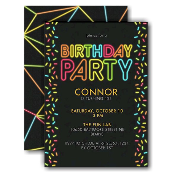 Neon Birthday Party Invitation