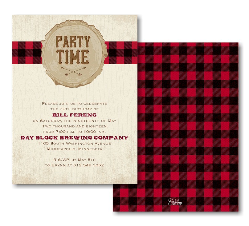 Plaid Party Time Birthday Party Invitation