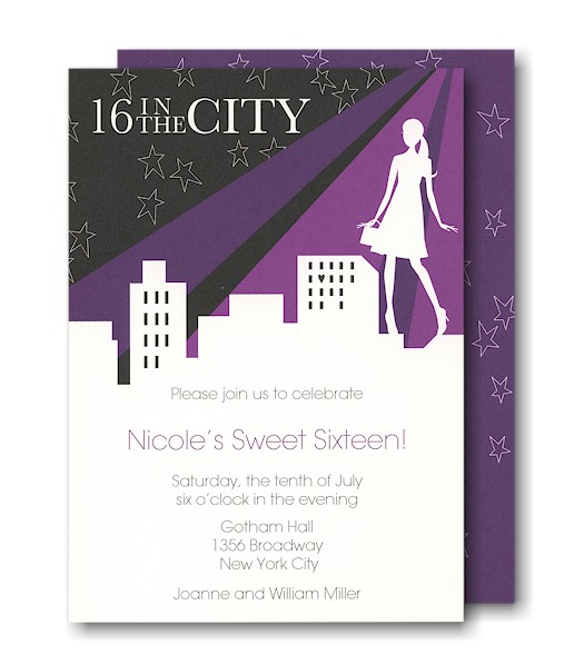 Sixteen in the City Birthday Party Invitation